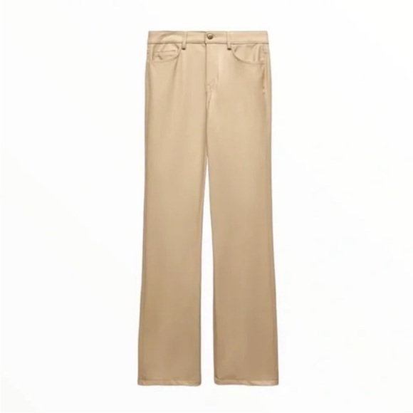 Zara Tan Leather Pants - Picture 3 of 11